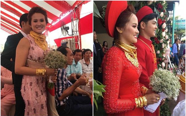 dam cuoi "khung" cua nam: co dau, chu re deo vang "triu co" khien dan tinh "loa mat" - 5