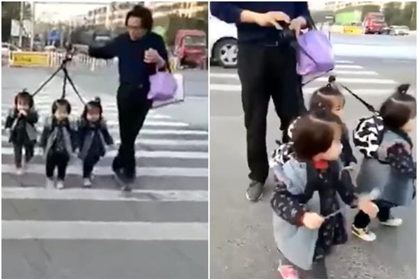 me sinh ba "hien ke" dat cac con qua duong di hoc gay "bao mang" - 1