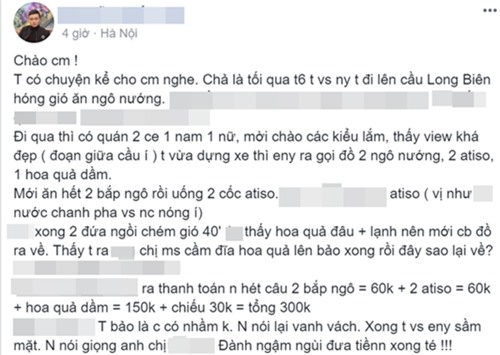 Chàng trai ngậm ngùi trả mấy trăm nghìn vì dại ăn ngô nướng, ngồi chiếu cầu Long Biên - Ảnh 1.