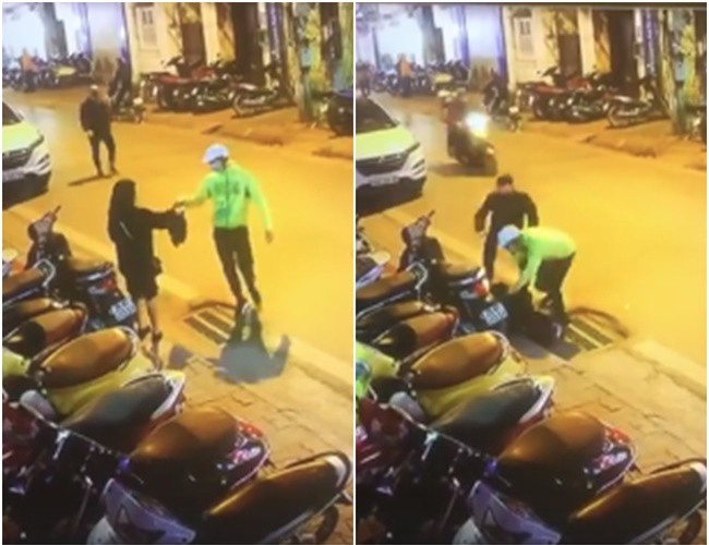 Clip gây phẫn nộ: Đang đứng chờ nhận đồ, cô gái Hà Nội bất ngờ bị 2 thanh niên giả làm shipper đấm đá dã man - Ảnh 2.