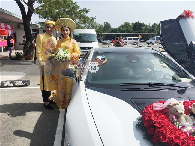 Cô dâu Lâm Khánh Chi diện áo dài long phụng quét đất về nhà chồng - Ảnh 6.