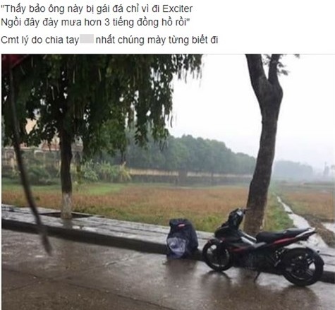 Chang trai khoc duoi mua 3 tieng sau khi ban gai bo vi di xe so? hinh anh 1