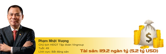 Phạm Nhật Vượng,tỷ phú Việt,tỷ phú USD,đại gia Việt,Nguyễn Đức Tài,Trần Đình Long,Trịnh Văn Quyết,Bùi Nhơn Thành,Phạm Thúy Hằng,Phạm Thu Hương,Vũ Thu Hiền,Nguyễn Thị Phương Thảo