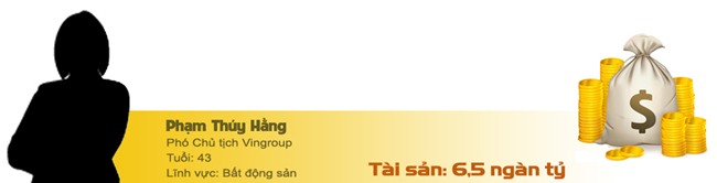 Phạm Nhật Vượng,tỷ phú Việt,tỷ phú USD,đại gia Việt,Nguyễn Đức Tài,Trần Đình Long,Trịnh Văn Quyết,Bùi Nhơn Thành,Phạm Thúy Hằng,Phạm Thu Hương,Vũ Thu Hiền,Nguyễn Thị Phương Thảo