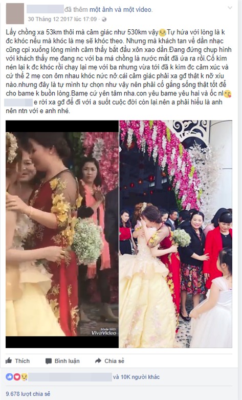 Clip cô dâu ôm cha mẹ khóc nức nở trong ngày cưới: Lấy chồng xa 53km thôi mà cảm giác như 530km vậy - Ảnh 1.