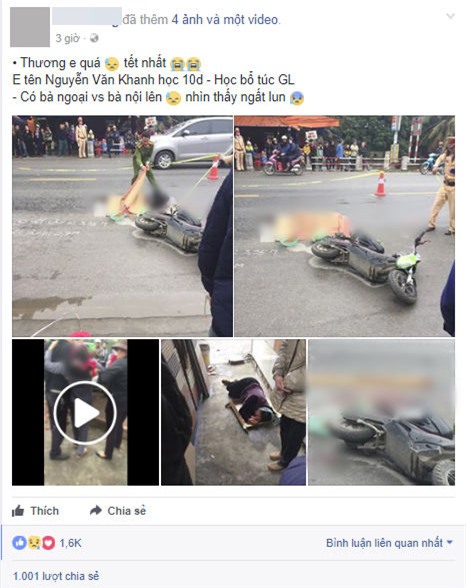 Bà nội và bà ngoại khóc ngất bên thi thể nam sinh lớp 10 bị xe khách đâm tử vong trên đường đi học về