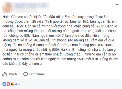Tết chưa đến, nàng dâu trẻ đã lo chuyện lì xì, vẫn ấm ức vì đưa cháu 50 nghìn bị chê ít - Ảnh 1.
