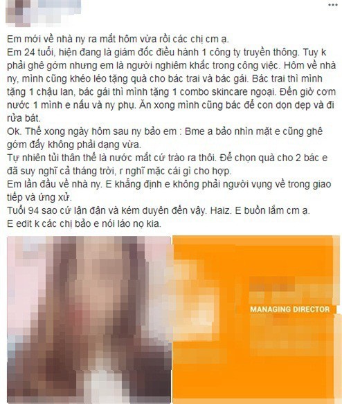 Nữ giám đốc 24 tuổi kể chuyện lần đầu ra mắt nhà người yêu, mua đủ quà sang xịn vẫn bị chê ghê gớm - Ảnh 1.