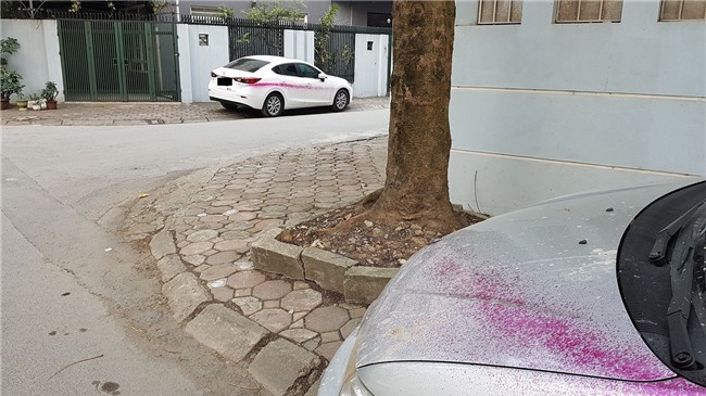 Hàng loạt ô tô bị xịt sơn bẩn tại chung cư Văn Quán, Hà Đông