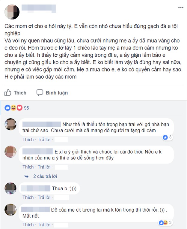 Chưa về làm dâu đã đem vàng mẹ chồng tương lai tặng đem đi cầm đồ, cô gái trẻ nhận đủ gạch xây cả lâu đài - Ảnh 1.
