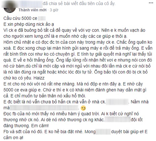 Cướp chồng người khác, bồ nhí còn diễn vai bị hại, đăng đàn khóc kể hòng dắt mũi 500 chị em - Ảnh 1.