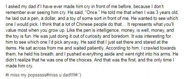 Đem 3 món đồ tượng trưng cho tiền tài, trí tuệ, niềm vui ra thử, người cha bật khóc khi thấy thứ con trai chọn - Ảnh 1.