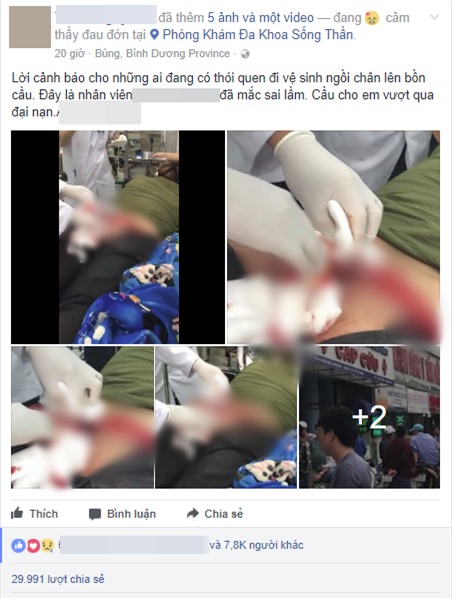 Tai nạn hy hữu: Ngồi xổm làm sập bồn cầu, nam thanh niên bị các mảnh sứ cứa rách phần mông sâu đến tận xương cụt - Ảnh 1.