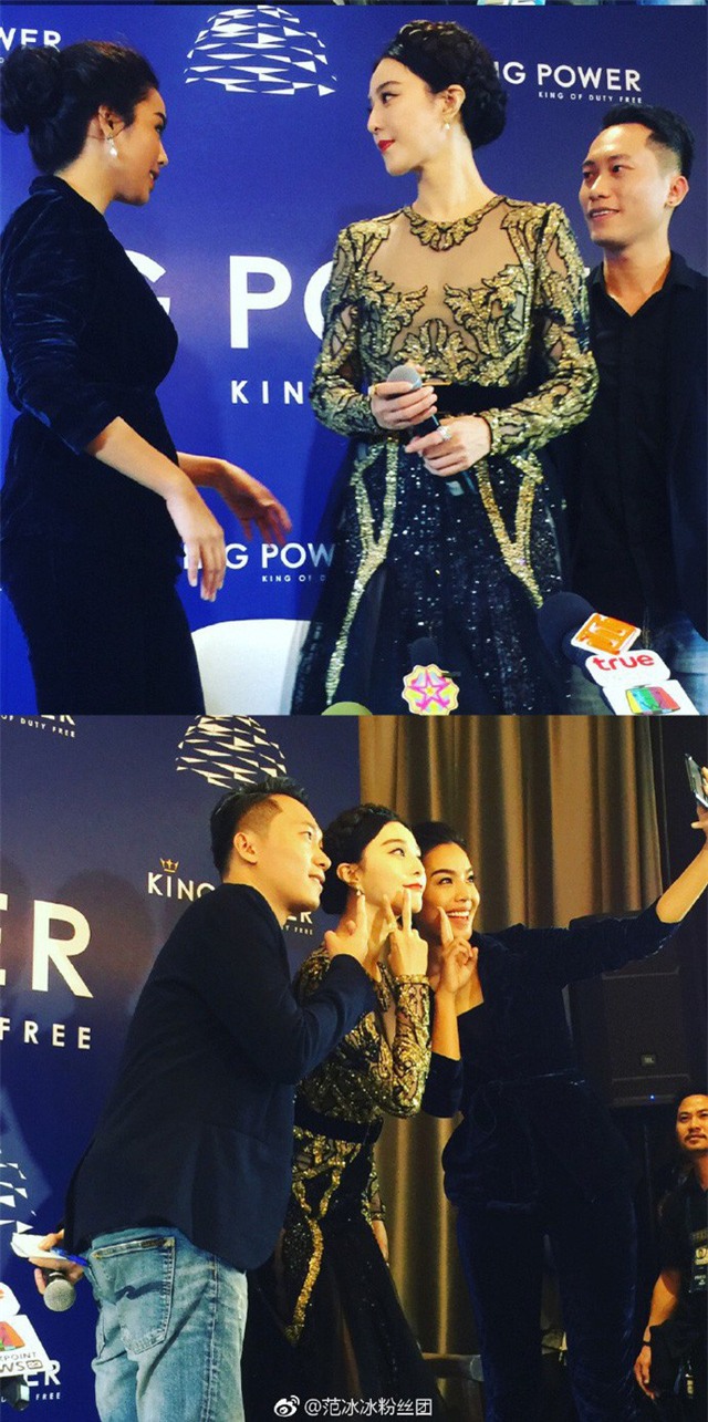 Phạm Băng Băng tạo dáng chụp hình cùng các đồng nghiệp.