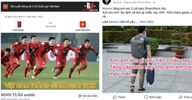 Trước trận, nhiều cửa hàng và các nhóm trao tặng quà để kích lệ tinh thần đội bóng U23 Việt Nam