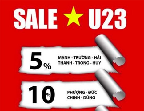 U23,u23 việt nam,u23 giành thắng lợi,khuyến mãi,giảm giá,quang hải,tiến dũng