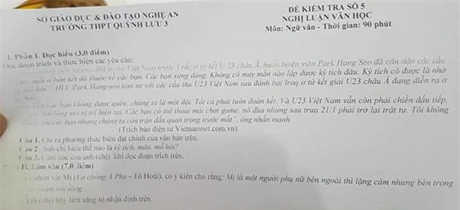 Chien thang cua U23 Viet Nam vao de kiem tra Ngu van hinh anh 1