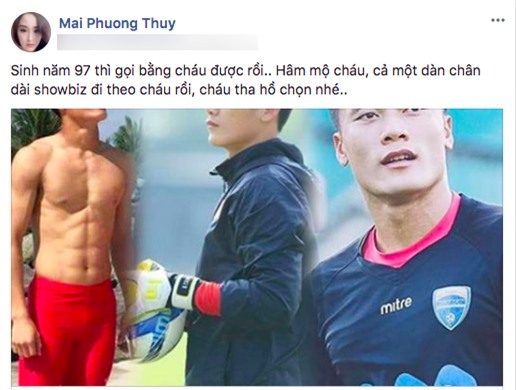 Mai Phương Thúy bày tỏ lòng hâm mộ nhưng dân mạng lại chú ý cách cô xưng hô với Bùi Tiến Dũng! - Ảnh 1.