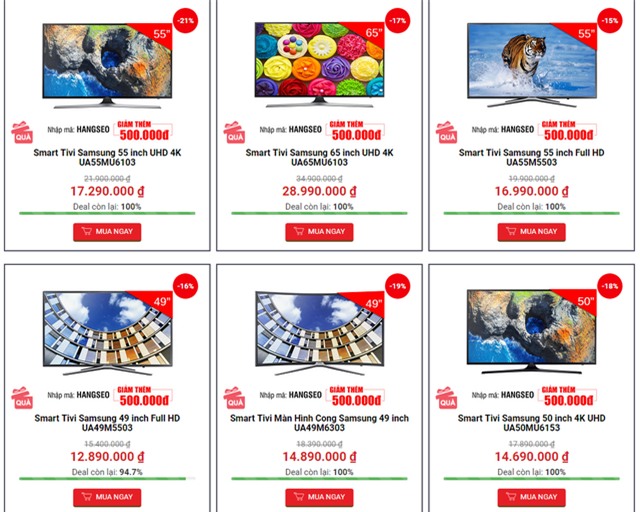 Nhiều đại lý bán hàng online đang giảm giá TV màn hình lớn, TV 4K khá hấp dẫn.