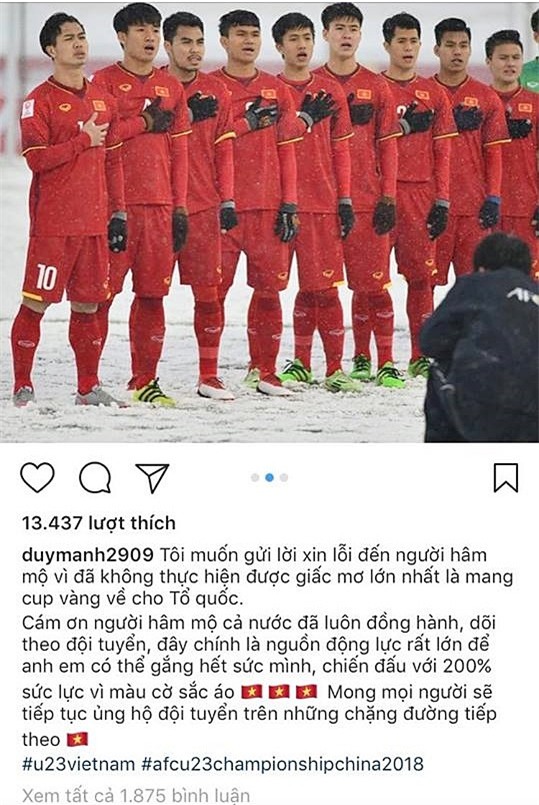 Hàng loạt cầu thủ U23 giăng status xin lỗi, cổ động viên trả lời: Chúng tôi không cần cúp, chúng tôi cần các anh! - Ảnh 12.