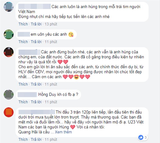 Hàng loạt cầu thủ U23 giăng status xin lỗi, cổ động viên trả lời: Chúng tôi không cần cúp, chúng tôi cần các anh! - Ảnh 3.
