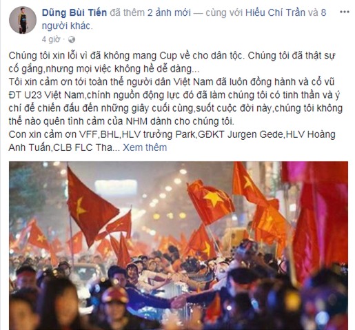 Hàng loạt cầu thủ U23 giăng status xin lỗi, cổ động viên trả lời: Chúng tôi không cần cúp, chúng tôi cần các anh! - Ảnh 4.