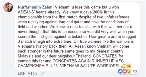 Bình luận của fan nước ngoài khiến bao người thổn thức: Việt Nam, các bạn thua trận nhưng đã giành được trái tim của cả ASEAN rồi - Ảnh 2.