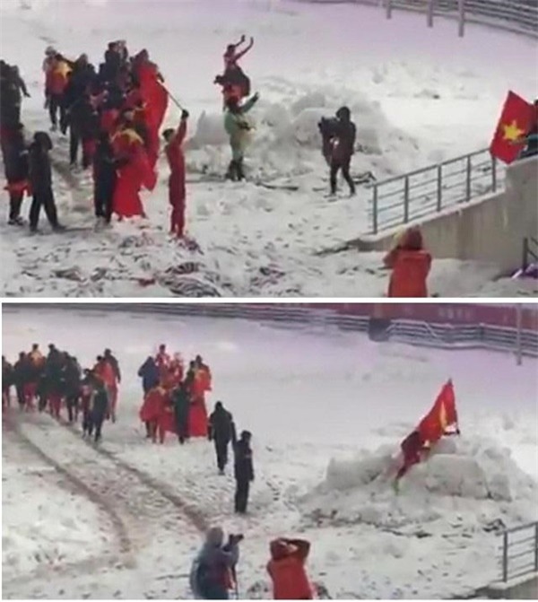 Khoảnh khắc xúc động: Duy Mạnh cắm lá cờ Việt Nam trên tuyết, cúi chào Quốc kỳ sau chung kết-3