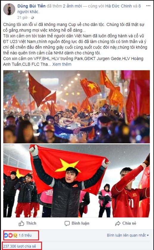 Chỉ sau 3 ngày, thủ môn Bùi Tiến Dũng trở thành Facebooker đình đám nhất Việt Nam: 2,5 triệu lượt follow-3