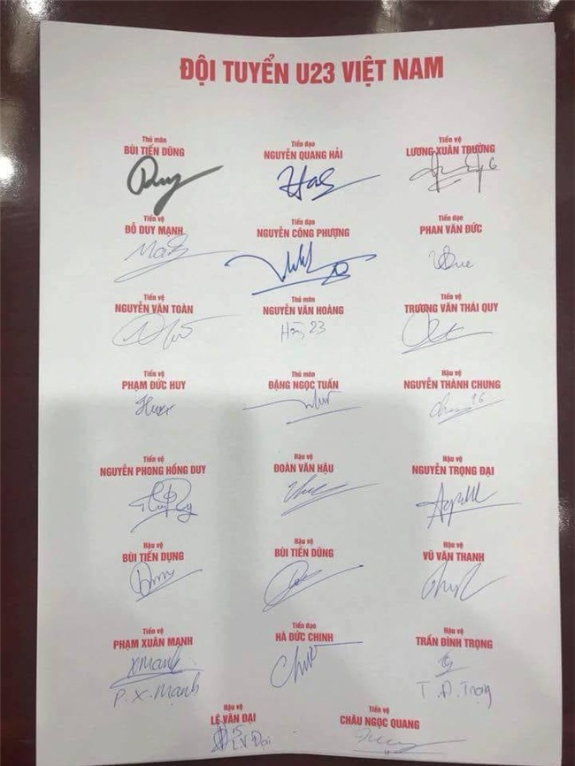 Xem loạt chữ ký của U23 để đoán tính cách người mình crush nào chị em! - Ảnh 1.