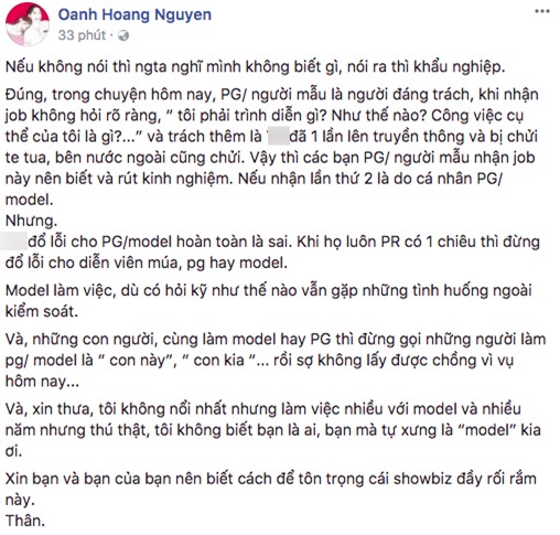 Người mẫu Hoàng Oanh khẳng định đổ lỗi cho người mẫu là sai. - Tin sao Viet - Tin tuc sao Viet - Scandal sao Viet - Tin tuc cua Sao - Tin cua Sao