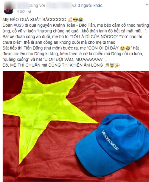 Cổ động viên nhận vơ là dì để đi theo xe diễu hành, chàng thủ môn Tiến Dũng đã có một hành động khiến ai nấy xiêu lòng - Ảnh 1.