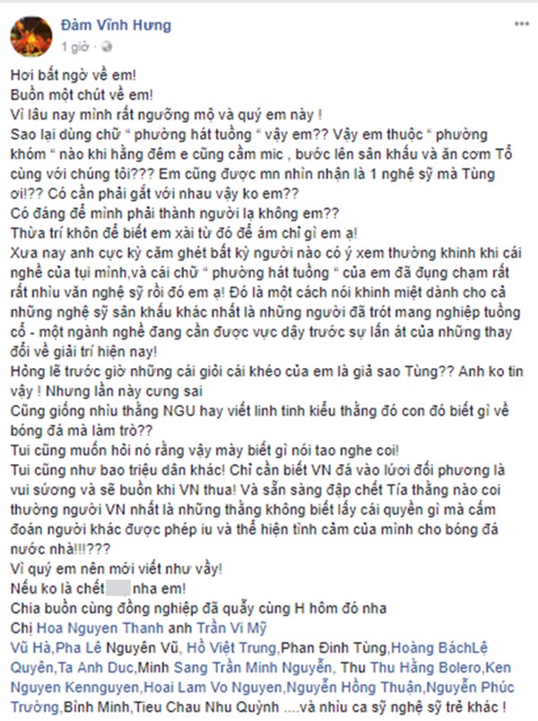 Đàm Vĩnh Hưng tức giận đăng trên trang cá nhân và tag tên những người đã tham gia hôm đó. - Tin sao Viet - Tin tuc sao Viet - Scandal sao Viet - Tin tuc cua Sao - Tin cua Sao