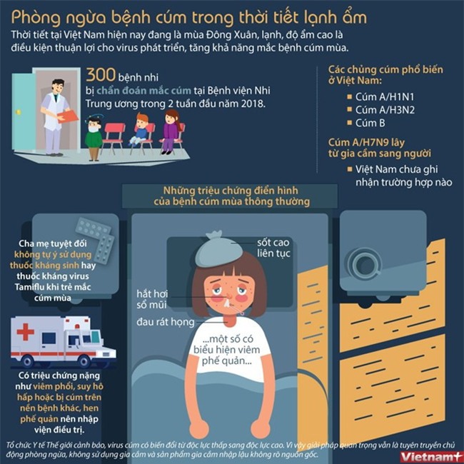[Infographics] Phòng ngừa bệnh cúm trong thời tiết lạnh ẩm - Ảnh 1.