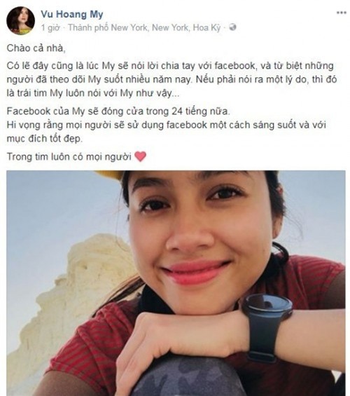Sau nhiều ‘sóng gió’, Á hậu Hoàng My tuyên bố đóng Facebook vĩnh viễn - Ảnh 1.