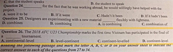 U23 Việt Nam được đưa vào đề thi tiếng Anh.