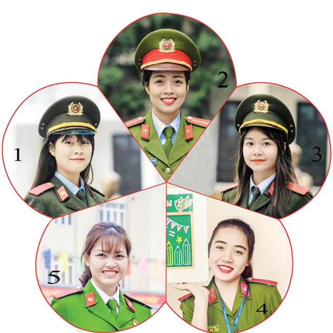 1: Nguyễn Thị Kim Ngân; 2: Nguyễn Phương Loan; 3: Hà Diệu Linh; 4: Đinh Thị Mỹ Châu; 5: Lê Thị Thùy Linh.