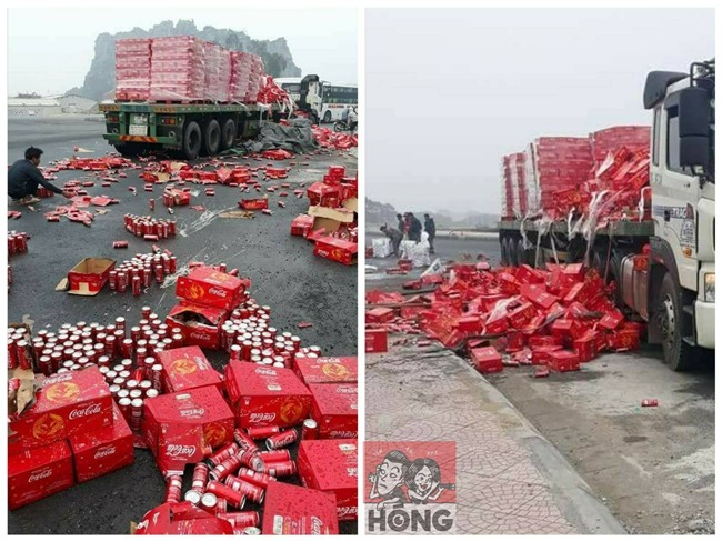 Ấm lòng: xe chở nước ngọt gặp nạn ở Ninh Bình, người dân không những không hôi của mà còn giúp đỡ. - Ảnh 1.