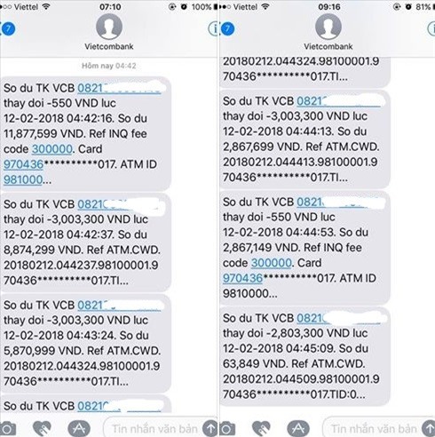 Nhiều tài khoản Vietcombank bỗng dưng mất tiền trong đêm 26 Tết