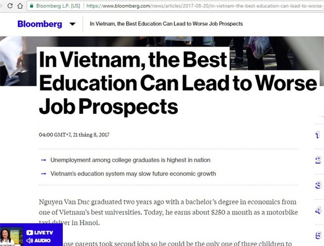 Chuyện cử nhân đại học Việt Nam đi làm xe ôm lên báo Mỹ.