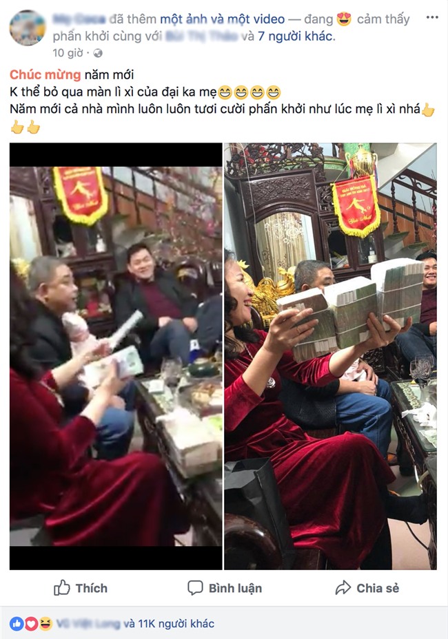 Mẹ nhà người ta mừng tuổi các con cả xấp 500 nghìn khiến cư dân mạng ngỡ ngàng ngày đầu xuân