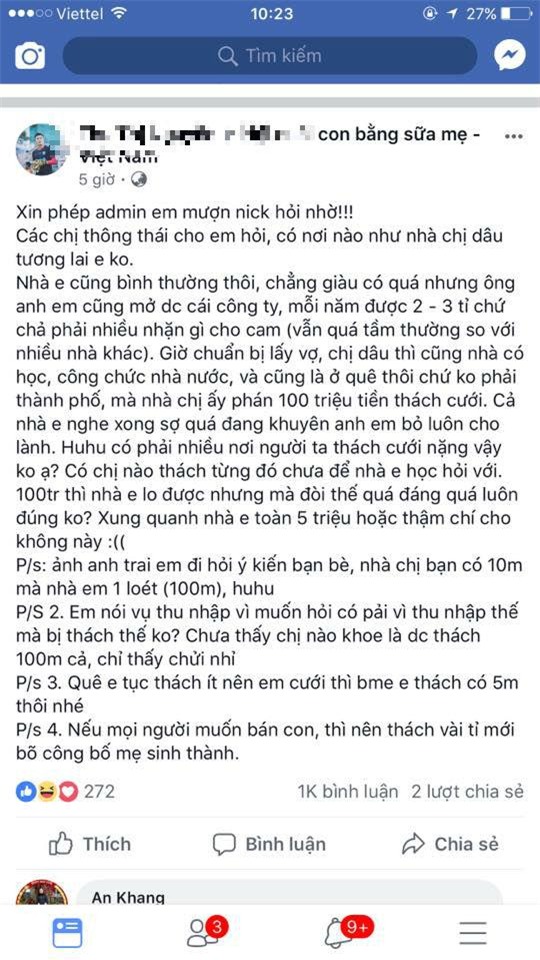 tranh cai chuyen nha gai thach cuoi nha trai 100 trieu dong - 1