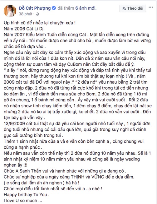 Cát Phượng chúc mừng sinh nhật Kiều Minh Tuấn kèm lời nhắn ngọt ngào: Nếu năm sau còn yêu thì mình sẽ cưới! - Ảnh 1.