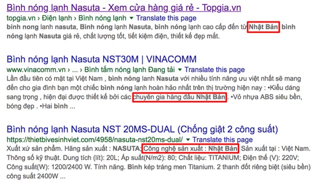 Nhiều đại lý bán lẻ khẳng định thương hiệu Nasuta đến từ Nhật Bản.