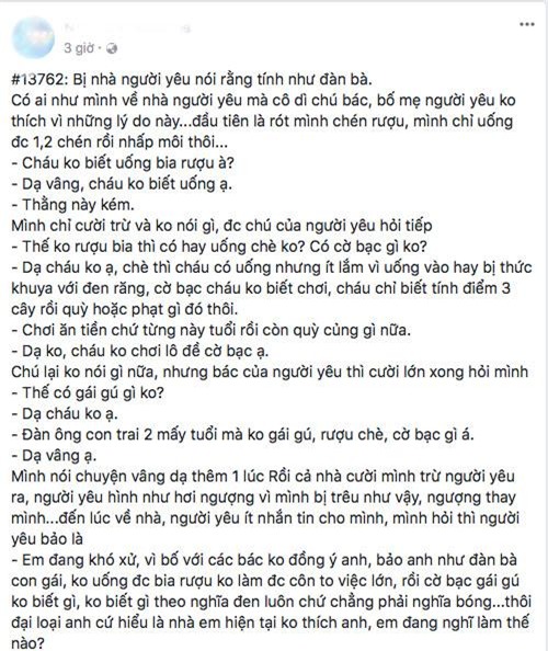 khong ruou che co bac gai gu, nam thanh nien bi ca nha ban gai che &#34;nhu dan ba&#34; - 1