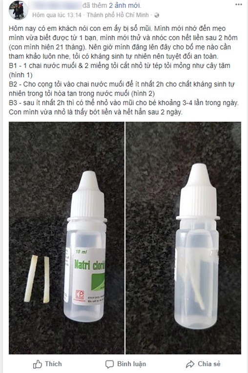 Các bác sĩ cảnh báo về cách chữa sổ mũi bằng tỏi ngâm nước muối sinh lý đang được các mẹ lan truyền - Ảnh 1.