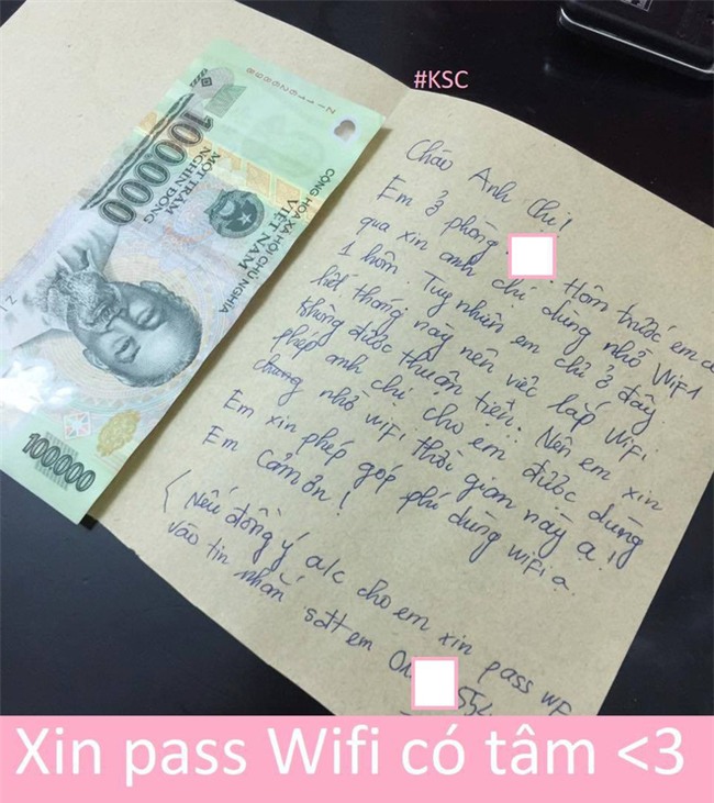 Cô gái được chấm 10 điểm thanh lịch khi viết tâm thư và gửi kèm 100k để xin pass wifi - Ảnh 1.