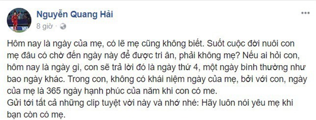 Sao U23 Việt Nam gây xúc động khi viết về mẹ ngày 8/3 - Ảnh 2.