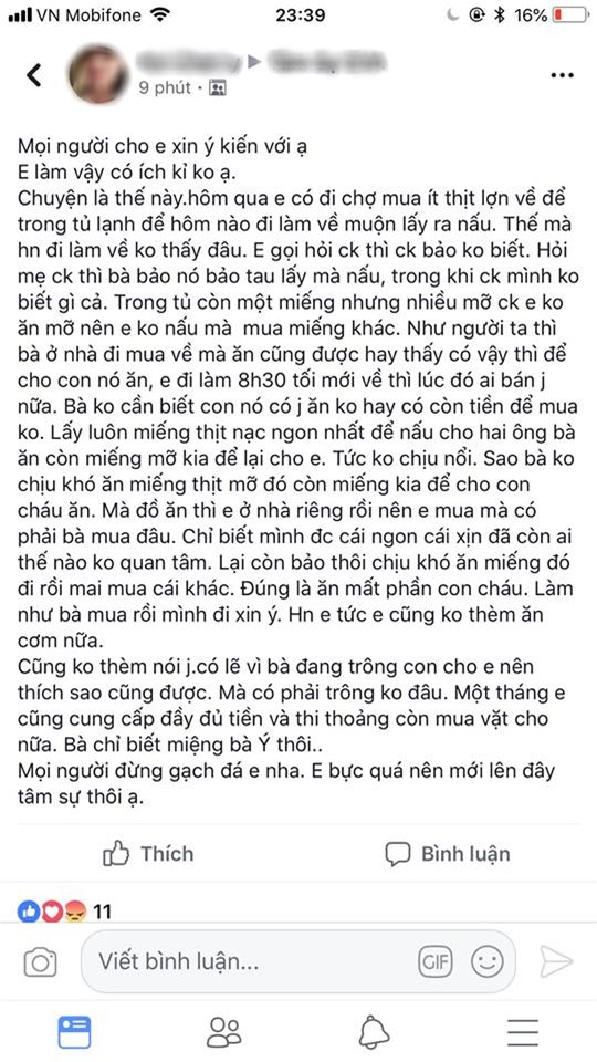 Xôn xao chuyện con dâu giận bố mẹ chồng, bỏ cả bữa cơm vì bị ăn mất miếng thịt nạc trong tủ lạnh - Ảnh 2.