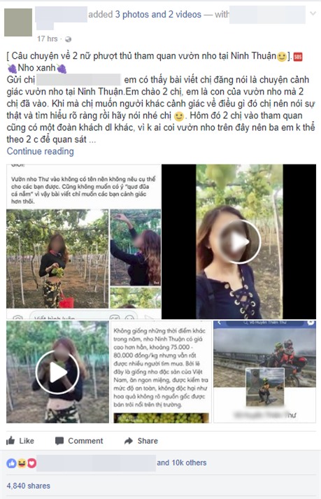 Quay clip ngửa cổ ăn nho ngay trên giàn còn tố chủ vườn bán đắt, nữ phượt thủ bị ném đá tơi bời - Ảnh 4.